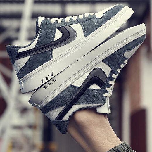 
New casual and handsome Hong Kong style breathable versatile shoes Korean style trendy high-top trendy shoes student height-enhancing fashion white shoes 6210 four-season model blue 43