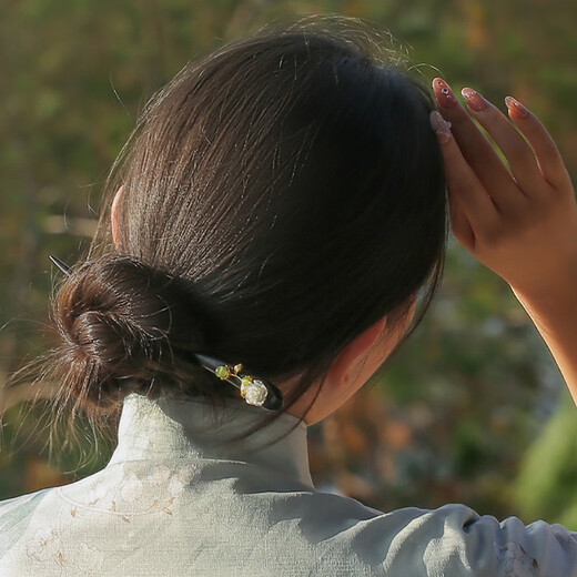 Kamalun (KAMALUN) antique rose hairpin, high-end ebony wood hairpin, daily hairpin, Hanfu headwear, birthday gift for girlfriend, Yiren hairpin + brand gift box