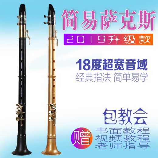 歌悦简易小萨克斯 成人儿童初学者萨克斯风迷你口袋中音哨片乐器 黑色 G调乐器+(初学者)