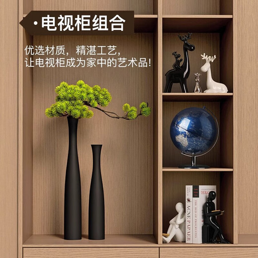 Yunya Italian minimalist entrance hall floor-standing decorations living room TV cabinet vase home decoration light luxury art high-end brushed black and white combination + 1 beauty pine