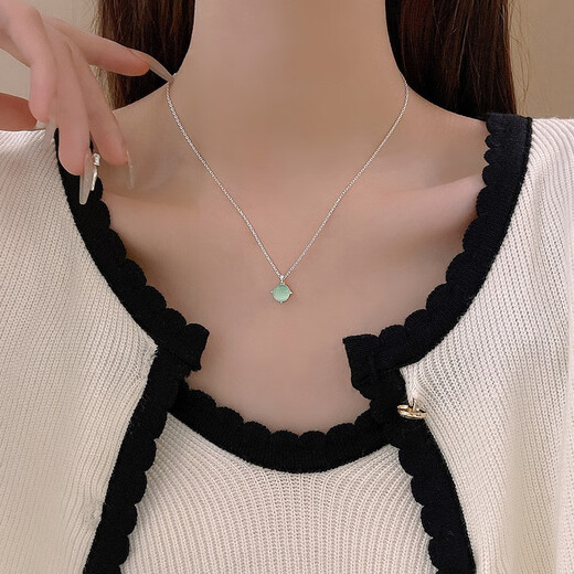 UHFR老凤凰金店款新款简约猫眼石项链女2024年新款百搭气质钛钢锁骨链 X1049银
