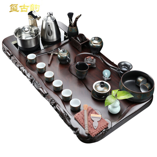 Xiguyun solid wood tea tray tea set complete set of household fully automatic water boiling all-in-one kung fu tea set ebony tea table 10 ebony 100cm tea tray + K33 electric tea stove default