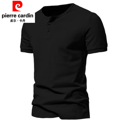皮尔卡丹（pierre cardin）美式复古亨利领男士工装短袖t恤亨利衫棉质上衣硬汉半袖重磅军绿 RV082军绿色 S (120-130斤)
