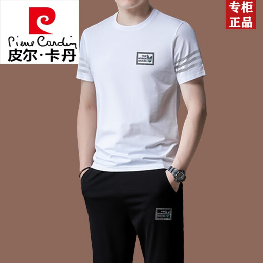 Pierre Cardin Camiseta de manga corta de manga corta de verano Summer Tendencia de mulberry de mulberry Silk de mediana edad.