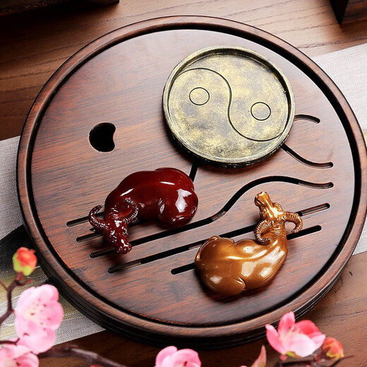 Xixi Taitai Color-changing tea petting cow ornaments The cow turns into heaven and earth, the cow is full of energy, creative boutique tea toy can cultivate Kung Fu tea set accessories Color-changing tea petting cow turns into heaven and earth combination