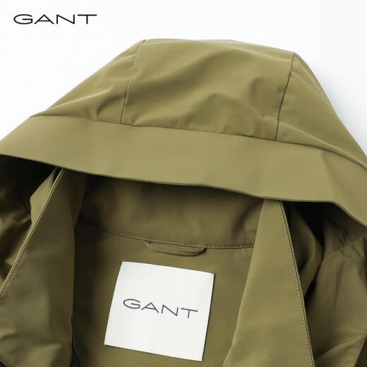 GANT/甘特秋冬24新款男士日常户外拉链口袋抽绳连帽夹克纯色外套 701-黄绿色 M