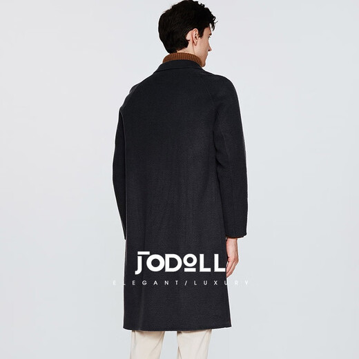 Jodoll Jodoll [handgefertigte doppelseitige Wollwolle] Mantel für Herrenbrosche Fell Wolle warme mittelgroße Wolljacke mit mittlerer Länge Wollkohle Schwarz 48