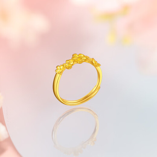 Saturday Blessing Gold Ring Women's Pure Gold Flower Spring Ring Ring Spring Flower Price No. 13-2.65g