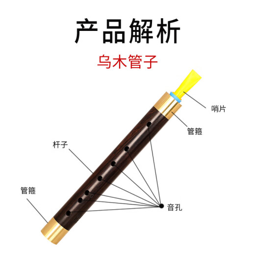 新艺（xinyi）乌木管子乐器催泪管单管初学者成人演奏厂家直销筚篥管乐 乌木A调+6大