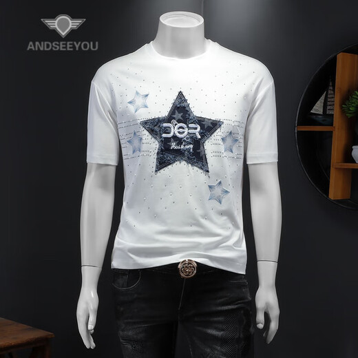Camiseta sin género de manga corta de la marca Andseeyou, la nueva camiseta de tendencia nacional de moda de verano, modelos de modernas y transpirables modelos de modernas, blanco 2xl blanco, blanco 2xl