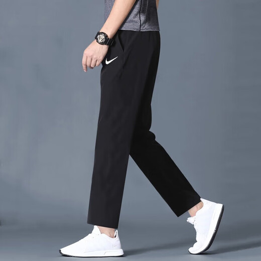 耐克（NIKE）男士裤子25夏季新款梭织快干跑步运动裤休闲透气冰丝卫裤小脚长裤 DM6627-010/黑色快干/梭织直筒 2XL