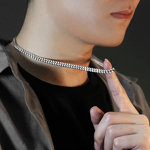 MZMZ platinum necklace men's pt950 platinum temperament Cuban decorative chain accessories double eleven birthday gift for friends light luxury width 6mm chain length 50cm (gift box