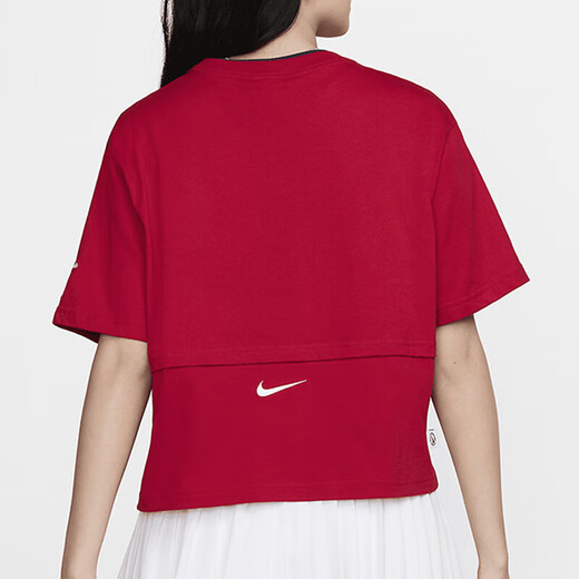 
Nike (NIKE) short-sleeved women's 2025 summer new sportswear knitted breathable round neck casual T-shirt top HF6291-133 HF6291-687 red L