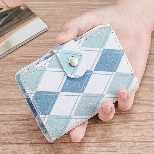 MAIWEINI card bag for women 2025 new large capacity multi-card position exquisite coin wallet compact ultra-thin ID card storage bag light blue diamond [20 cards + 2 ID positions] anti-theft brushing/anti-magnetization