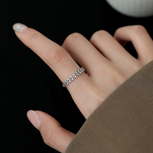 Su Shiliu 925 silver retro copper coin ring female niche index finger ring transfer fortune ring birthday gift for girlfriend and best friend copper coin ring live mouth adjustable