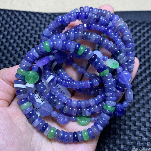 Puli Natural Tanzania Tanzanite Plate Beads Single Circle Bracelet Heart of the Ocean Jewelry Amethyst Bracelet Gift for Women (W16) Approximately 4.9-5.4mm