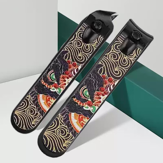 National style lion awakening nail scissors with beveled mouth and flat mouth for household manicure and nail clippers. Manicure tools with lion awakening nail clippers (flat mouth and oblique mouth) - PR exclusive 2 pieces black