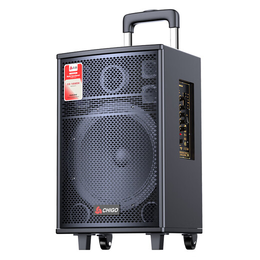 CHIGO square dance Bluetooth speaker subwoofer outdoor large volume outdoor karaoke sound card audio playing and singing 15-inch flagship version + wireless microphone X1