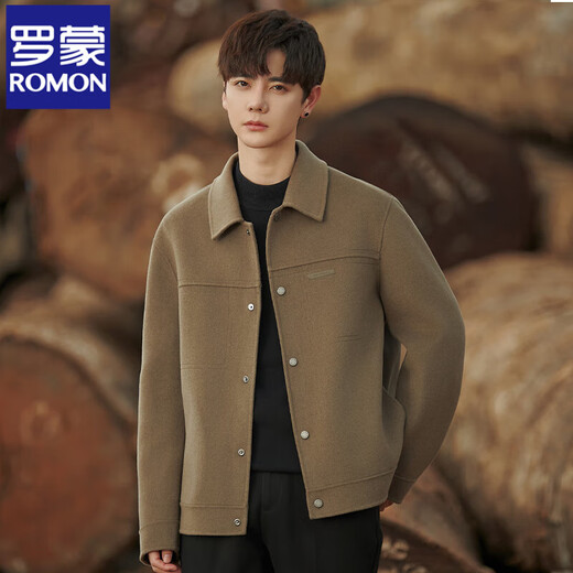 ROMON high-end woolen coat men's 2025 autumn and winter trousers double-sided nylon jacket short warm and thickened casual brown L