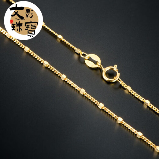 Wenying Wei Enya 18K gold necklace/gold necklace/rose gold/necklace/side column spacer necklace 40-45CM gold color 40CM about 2.5-2.7 grams