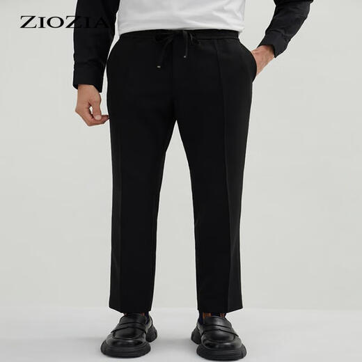 ZIOZIA【九牧王旗下】春季时尚休闲修身男士青年商务纯色长裤ZPP11162B 黑色 78/170 78A