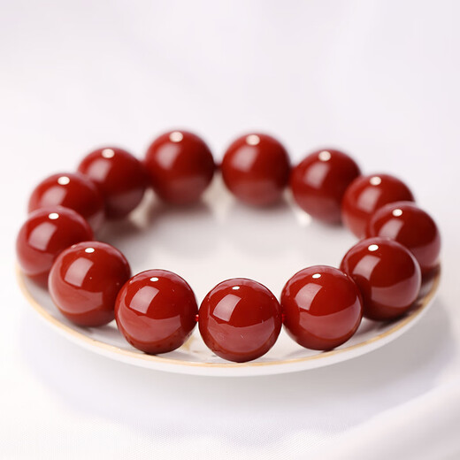 Lijiang Pure Natural Nanhong Bracelet Collection Grade Sichuan Material Vasi Brocade Red Agate Single Circle Bracelet Full Color Full Flesh Nine Mouth Buddha Beads Full Flesh Full Color Nanhong 16mm (with certificate)