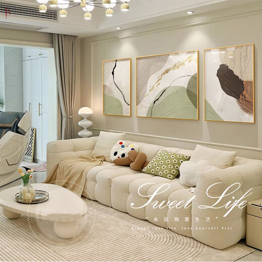 
Huaixue high-end living room decorative painting modern art office triptych black white gray abstract sofa background wall hanging painting JD13785 left and right 40*60 80*60 crystal porcelain aluminum alloy black frame