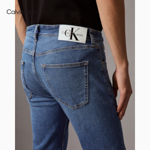 Calvin KleinJeans【凉感】春夏男复古ck猫须磨白洗水楔形锥形牛仔裤J326343 1A4-牛仔浅蓝 32