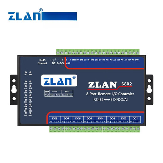 Module de saisie et de sortie du commutateur Zlan 8 canaux DI / DO / AI ANALOGIQUE ACQUISITION DE LA QUANTITÉ 6802/6842/684 Zlan6802 Par défaut