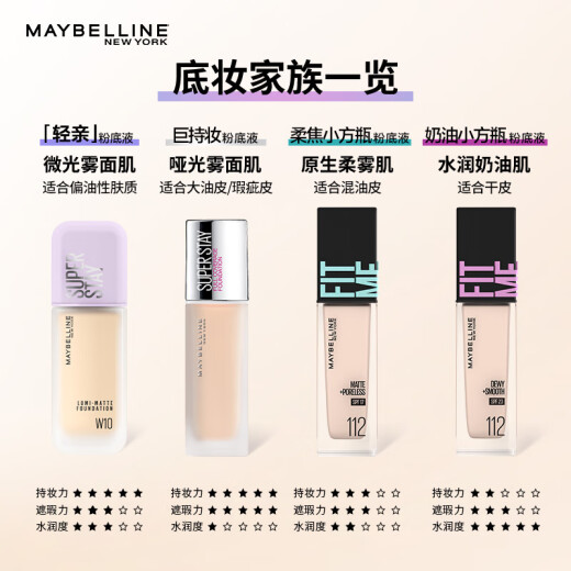 Maybelline SUPERSTAY light kiss long-lasting makeup foundation clear oil control long-lasting N10 mid-tone white 10ML