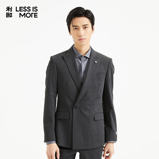 Lilang Youth Business Men's Wear Shopping Mall Suit Suit Men's Double-Breasted Suit Two-piece Set Q4QXF10 Medium Gray 170A