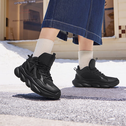 361 Sports shoes for women, autumn and winter high-top plus velvet warm cotton shoes, thick-soled casual running shoes for women 682442235A-6