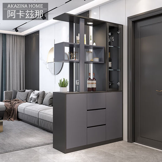 Henglesheng Eingangsschrank Schuhschrank integrierter Weinschrank Abteilung Wohnzimmer Eingang doppelseitig Foyer Schrank Wohnzimmer Weinschrank P01: [Marmor Weiß + Schwarz Eiche] 1050