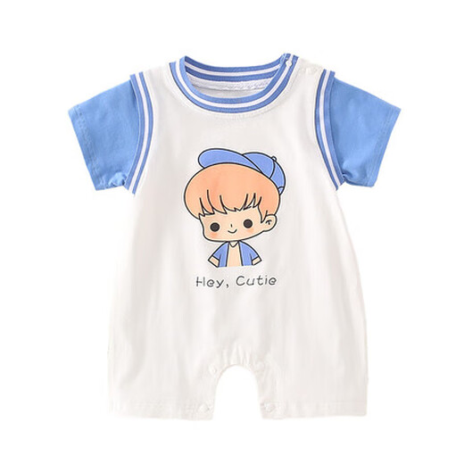 G.DUCKKIDS童装婴儿衣服夏季新生儿连体衣薄款宝宝篮球服户外运动初生儿爬服 6189男宝蓝色 73码建议7-9个月13-18斤