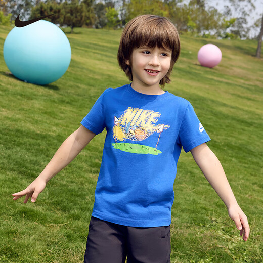 NIKE Nike children's clothing boys' pure cotton comfortable short-sleeved T-shirt 2024 summer new children's short T-shirt