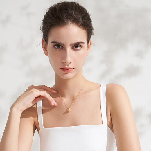 Tahiti 18K gold pearl pendant single perfect round strong light seawater South Sea gold pearl necklace A grade/gold beads 12-13mm +925 silver chain