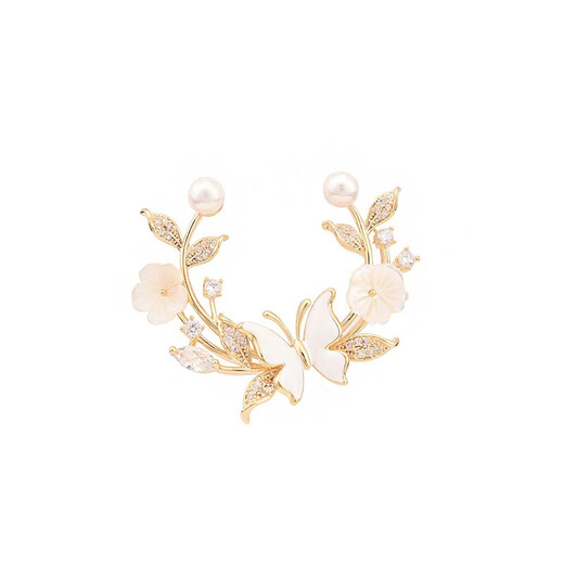 QUAMER gold store light luxury high-end floral butterfly mother-of-pearl brooch suit coat elegant corsage women's brooch