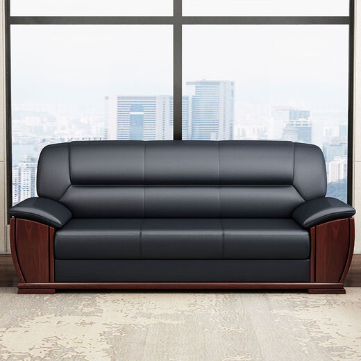 Longxu Office Furniture Office Sofa Office Simple Reception Sofa Business Leather Sofa Xipi Three-Seater