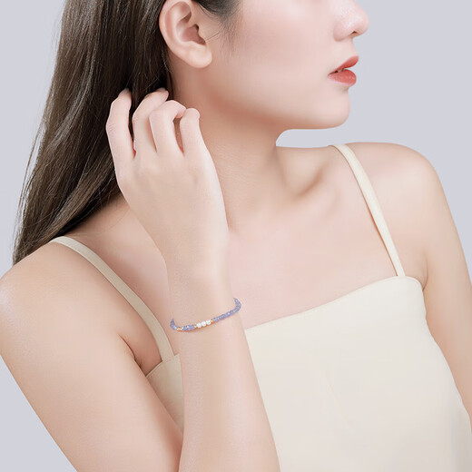 潮宏基18K金珍珠坦桑石手链彩金女手饰 小确幸 SCK35900002 0.001克拉
