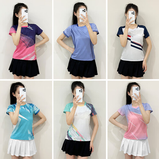 DUBLS新款羽毛球服男女短袖速干衣运动套装透气比赛训练服队服定制印号 G701B女白色+303黑裙裤 XL