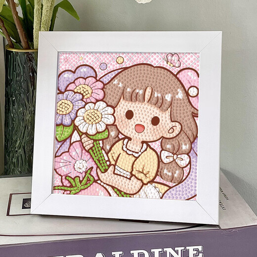 何佳功diy手工制作钻石画卡通钻石画满钻贴画送女友闺蜜礼物少女心 6197+画布+钻石+工具+相框