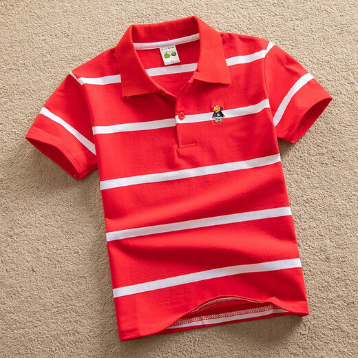 Ropa para niños Camiseta de manga corta Camiseta de verano para niños Camiseta de rayas de solapa de solapa infantil de manga intermedia
