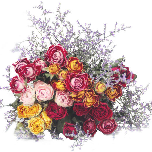 Love Yunnan Natural Rose Dried Flower Bouquet Living Room Decoration Lucky Rose Dried Flower Real Flower Decorative Ornaments Air-dried and Roasted Carnival Bubbles About 30 Heads