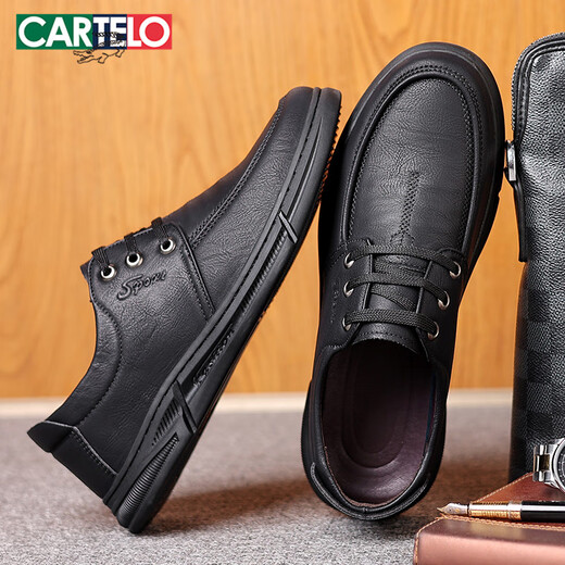 Crocodile Katile Crocodile Zapatos de cuero casual para hombres cómodos con suela suave de mediana edad y anciana zapatos de papá de moda para hombres 1428 negro 44