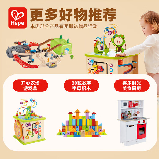 Hape(德国)儿童积木玩具进口山毛榉80粒数字字母桶装儿童节礼物E8402