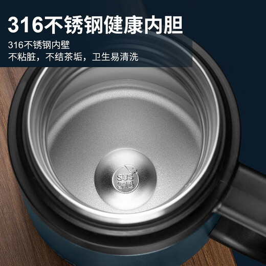 泰福高泡茶杯男女家用手柄316不锈钢保温杯带茶隔办公杯茶水分离杯子 T6172 骑士黑 500ml