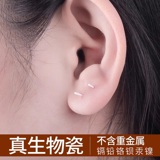 Lnieer bio-porcelain ear studs for ear piercing, anti-blocking ear needles, small earrings for women, no need to remove ceramic ear sticks for sleeping, invisible student earrings, bio-porcelain ear sticks, one pair