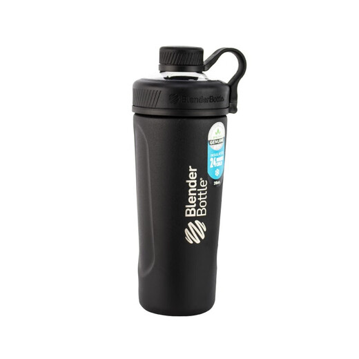 Blender Bottle Shaking Sports Fitness Water Cup 770ml Stainless Steel Twist-Lap Ring Meal Replacement Protein Powder Milkshake Cup - Gift Matte Surface - Dark Black 770ml