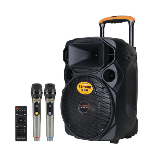 Songchuan International A12-66 outdoor trolley square dance high-power performance activity audio machine karaoke heavy bass Bluetooth 12-inch 15-inch portable mobile stage speaker 15-inch heavy bass flagship version + U-segment microphone pair