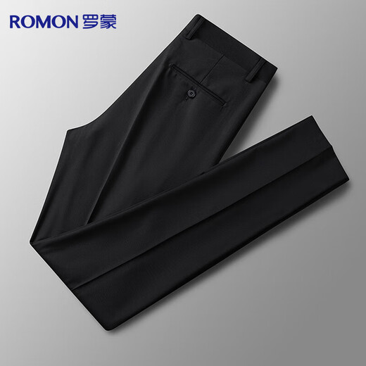 Romon pantalones para hombres de la cintura alta sin hierro pantalones pantalones casuales pantalones de papá traje elástico pantalones rectos